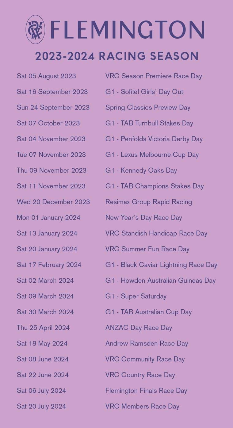 Flemington dates set for 20232024 racing season Latest News VRC